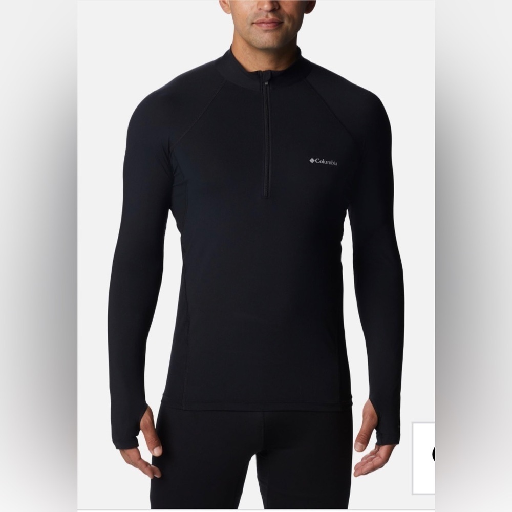 COLUMBIA MEN’S ONMI-HEAT MIDWEIGHT BASELAYER HALF-ZIP BLACK NEW S